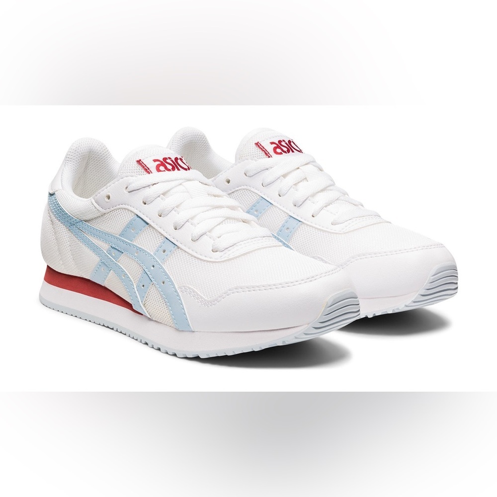 ASICS Tiger Runner White and Light Blue Sneakers